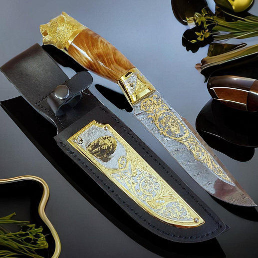 Нож "Медведь" №8 /дамаск/. Златоуст купить с доставкой Нож "Медведь" №8 /дамаск/. Златоуст