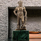 Бронзовая статуэтка "Шахтёр с отбойным молотком" на подставке